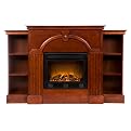Mallory Electric Fireplace with Bookcases - Mahogany