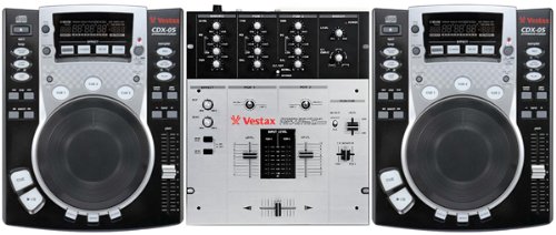 【CDJセット】Vestax/ベスタックス CDX-05MBK（2台）＆PMC-05Pro3 VCA+ヘッドホン DJ用CDプレーヤー＆ミキサーセット