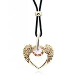 Jewelry Locker Gold Plated Swarovski Heart Pendant on Black Cord