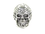 Etched Skull Ring Adjustable Silver Gothic Skeleton Punk Fashion Jewelry
