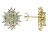 18KT OVER STERLING SILVER 1.20CTW EMERALD WITH DIAMOND ACCENT EARRINGS