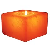 WBM Hand Carved Himalayan Crystal Salt Tealight Candle Holder Cube