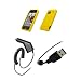 HTC Droid Incredible Model 6300 - Yellow Soft Silicone Gel Skin Cover Case + Rapid Car Charger + USB Data Sync Charge Cable for HTC Droid Incredible