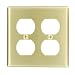 Leviton 81016 2-Gang Duplex Device Receptacle Wallplate, Standard Size, Device Mount, Brass