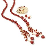 64 Simulated Pearl & Fancy Crystal Necklace, Pin & Earrings Set