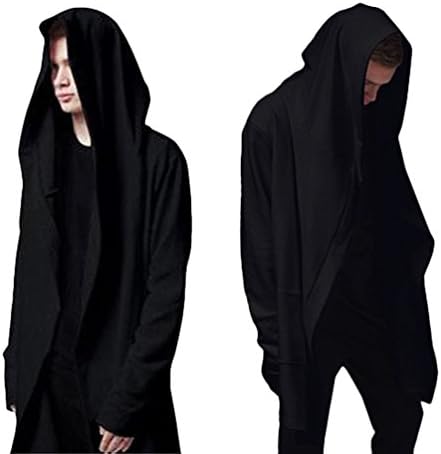 Zerdocean Men's Casual Long Hoodie Cardigan Cloak Black US 2XL