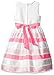 American Princess Girls' Solid Bodice Stripe Skirt Organza Dress