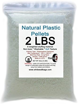 Natural Plastic Pellets for Crafting - Non-Toxic and Washable - Firm Stuffing Filler for Dolls Weighted Blankets Bean Toss and Cornhole Bags with a Soft Texture (2 lb Bag)