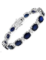 14K White Gold 32.27 CTW Sapphire and 1.03 CTW Color I-J I1-I2 Diamond Ladies Bracelet. Length 7.25 in. Total Item weight 21.7 g.