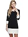Meaneor Women's Plus Size Black White Patchwork 3/4 Sleeve Shift Dress (Black XXL)