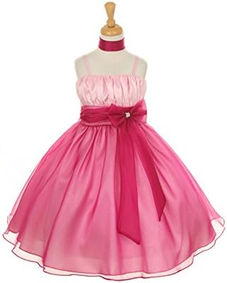 Big Girls Fuchsia Taffeta Crystal Organza Bow Flower Girl Easter Dress 8