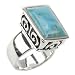 Barse Rectangular Turquoise Sterling Silver Scroll Ring