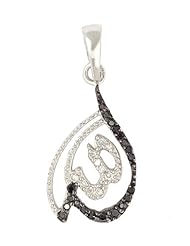 Muslim Allah Pendant with Sterling Silver and White and Black Cubic Zirconia