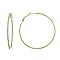 Gold Over Silver 50Mm Pave Cubic Zirconia Hoop Earring - White
