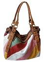 Multi-Color Trendy Striped Hobo/Handbag - Tan