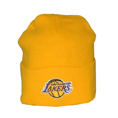Adult NBA Los Angeles Lakers Warm Ski & Skate Roll Up Beanie / Winter Hat - One Size Fits All - Yellow