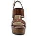 Ollio Womens Shoe Metallic Cutout Burnished Wedge Heel Sandal