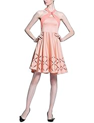 A-line Cocktail Knee Length Short Cotton/Silk Sleeveless Beaded Pleated Homecoming Dress/Bridesmaid Dress/Prom Dress/Wedding Party Dress 