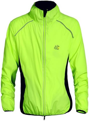 TECH-P Cycling Jacket Jersey Sportswear Running Biking Jacket Long Sleeve Wind Coat Breathable Quick Dry, Available 5 Colors - Black White Green Orange Yellow. (Green, US XL/ (CN XXXL) Chest 44"-46")