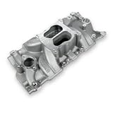 Weiand 8126 Street Warrior Square/Spread Bore Satin Intake Manifold with 1987 and Later Cast Iron Heads