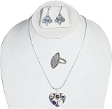 ShalinCraft Earring and Pendant Sets Sterling Silver With Gemstones Jewelry Hand Engraved Indian Style 36 gms