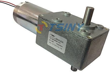 TSINY High Torque 24V Reversible 6 RPM DC Right Angle Gear Motor with Biaxial Double Shaft