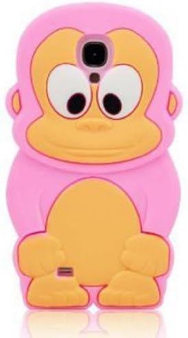 FJX New Cute 3D Cartoon Monkey Soft Silicone Case for Samsung Galaxy S4 I9500 (Pink)