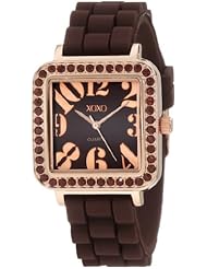 XOXO Womens XO8049 Rhinestones Accent Brown Strap Analog Watch