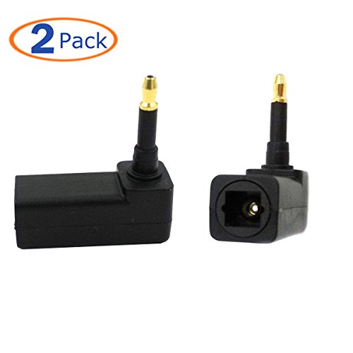 Conwork 2-Pack Digital Fiber Optic Toslink Right Angle 90 Degree Female to 3.5 mm Mini Male Optical Audio Connector Adapter