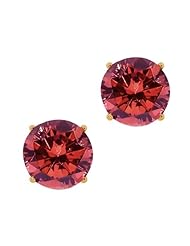1.10 Ct Round Cognac Red SI1-SI2 Diamond 18K Yellow Gold Stud Earrings