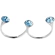 Sterling Silver 925 Aqua CZ Double Toe Ring