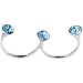 Sterling Silver 925 Aqua CZ Double Toe Ring