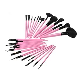 M.S High Quality Pink Pro Makeup Brushes Set with Handy and Roll-up Soft Pouch 32 PCS