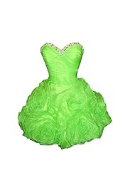 Cocktail Knee Length Short Floral Print Sequined Beaded Lace-Up Corset   Waistline Organza/Polyester Sweetheart Homecoming Dress/Prom Dress 