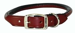 Hamilton 1/2" x 16" Burgundy Rolled Leather Dog Collar