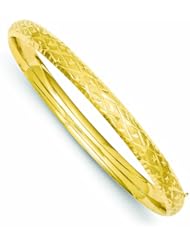 Genuine 14K Yellow Gold 4/16 Diamond-Cut Fancy Hinged Bangle Bracelet 5 Grams Of Gold 100% Satisfaction Guaranteed.