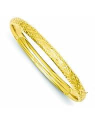 14K Gold 4/16 Diamond-cut Fancy Hinged Bangle Bracelet