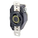 Leviton 2610 30 Amp, 125 Volt, Flush Mounting Locking Receptacle, Industrial Grade, Grounding, V-0-MAX, Black
