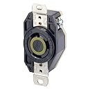 Leviton 2610 30 Amp, 125 Volt, Flush Mounting Locking Receptacle, Industrial Grade, Grounding, V-0-MAX, Black