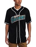 NHL Men's San Jose Sharks Short Sleeve Button Front Replica Jersey (Pro Black/Pro White, Large)