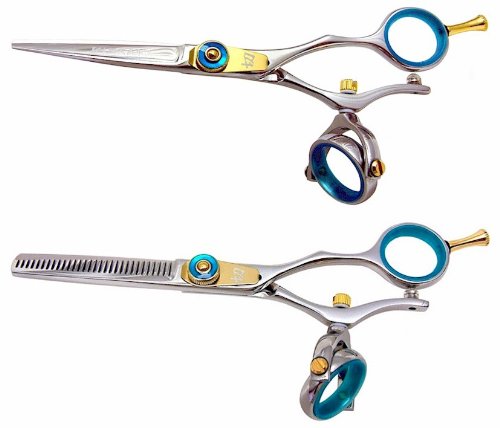 Kissaki Pro Hair Double Swivel Gokatana 55 Hair Cutting Shears and Kanagawa 30 tooth Thinning Scissors Combo