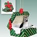 German Shepherd Green Gift Box Dog Ornament - Silver & Black