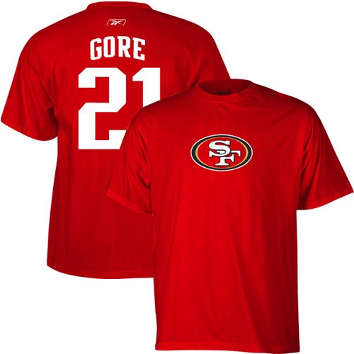 Reebok San Francisco 49ers #21 Frank Gore Red Player T-shirt (X-Large)