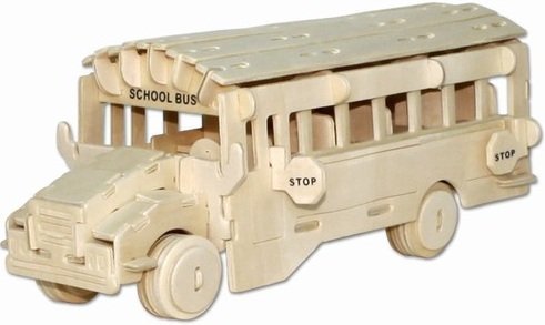 puzzled inc 3d natural wood puzzle school bus cheap price