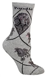 Poodle Dog Gray Cotton Ladies Socks