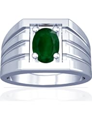 14K White Gold Oval Cut Emerald Solitaire Ring