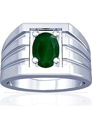 Platinum Oval Cut Emerald Solitaire Ring