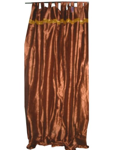 2 Copper Brown Art Silk Curtains Drapes Window Panels Tap Top 108"