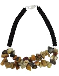 Crazy Lace Agate Chip Double Strand Frontal Macramé Bracelet, 7.5"