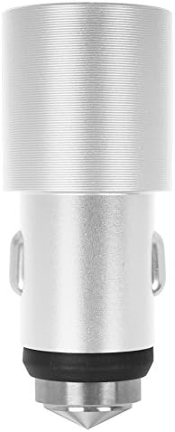 RUNRAY 1A/2.1 A 15W Dual USB Car Charger with Safety Hammer Car Cigarette Charger for Smartphones iPhone iPad Android Devices (Silver)